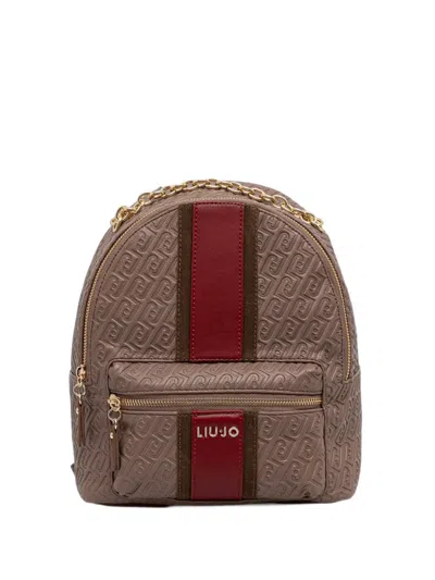 Liu •jo Backpack With Monogram Logo In Gray