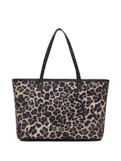 Liu •jo Bag Tote Medium Animal-print In Brown