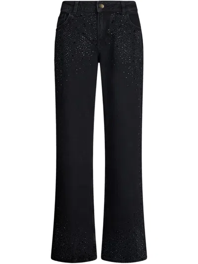 Liu •jo Baggy Jeans With Rhinestones In Black
