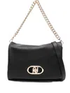 Liu •jo Liu Jo Textured Black Handbag With Gold-tone Clasp