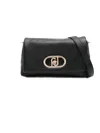 Liu •jo Liu Jo Textured Black Handbag With Gold-tone Hardware