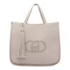 Liu •jo Double Handle Shoulder Bag With Tassel Detail In Beige