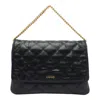 Liu •jo Liu Jo Black Quilted Messenger Bag With Logo In Black