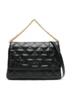 Liu •jo Liu Jo Black Quilted Messenger Bag With Logo In Black