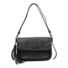 Liu •jo Liu Jo Logo-embellished Black Shoulder Bag With Textured Finish In Black