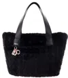Liu •jo Soft Teddy Shoulder Bag With Dual Handles In Black