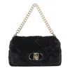 Liu •jo Fur Quilted Rectangular Chain Strap Bag In Black