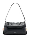 Liu •jo Black Clutch With Sophisticated Ruched Texture In Metallic