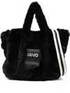 Liu •jo Faux-fur Top-handle Shoulder Bag In Black