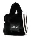 Liu •jo Faux-fur-panelled Top-handle Shoulder Bag In Black