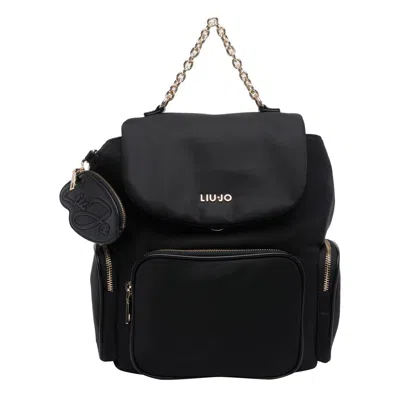 Liu •jo Logo Chain Backpack In Black