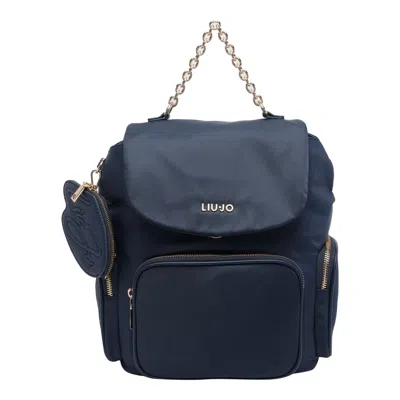 Liu •jo Logo Push-lock Backpack In Blue