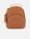 Liu •jo Liu Jo Mahn Leather Tumbled Backpack With Clutch In Brown