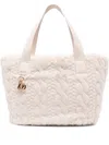 Liu •jo Cable-knit Faux-fur Tote Bag In White