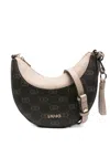 Liu •jo Medium Hobo Crescent Monogram Shoulder Bag In Black