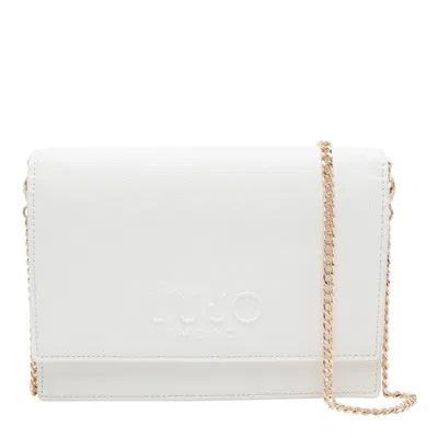 Liu •jo Logo Chain Shoulder Bag In White