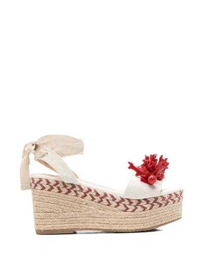 Liu •jo Bali 02 Coral-detail Espadrille Sandals In White