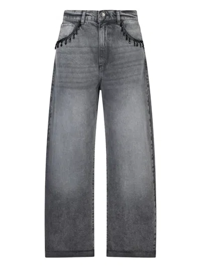 Liu •jo Balloon Jeans With Bejewelled Embroidery In Black