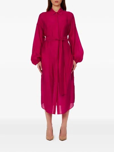 Liu •jo Balloon Sleeve Belted Dress In Pink