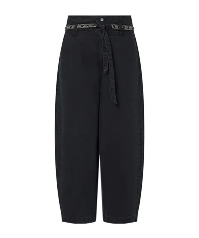 Liu •jo Balloon Trousers With Embroidered Belt In Black