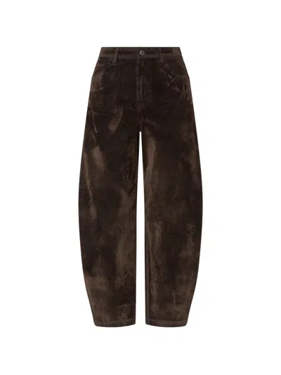 Liu •jo Balloon Velvet Trousers In Brown