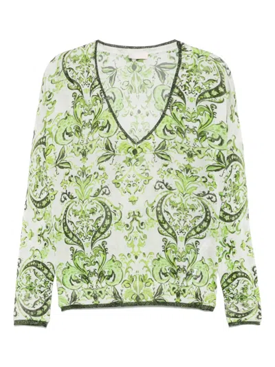 Liu •jo Bandana-jacquard Top In 绿色