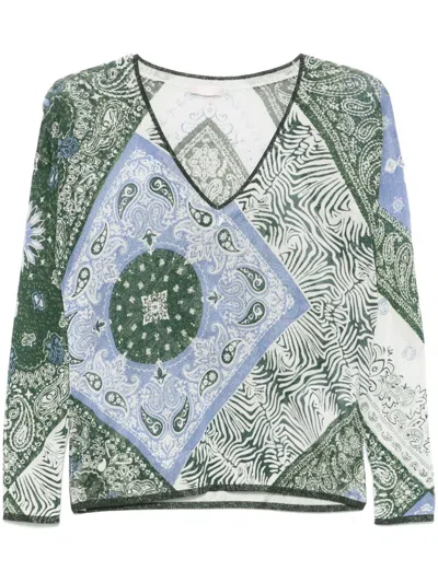 Liu •jo Bandana-jacquard Top In Green