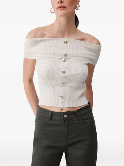 Liu •jo Bardot-neck Top In Neutral