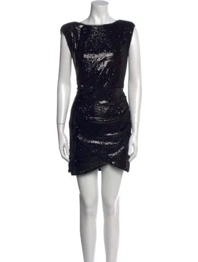 Pre-owned Liu •jo Bateau Neckline Mini Dress In Black