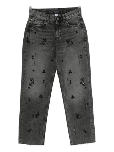 Liu •jo Bead-embellished Jeans In Black