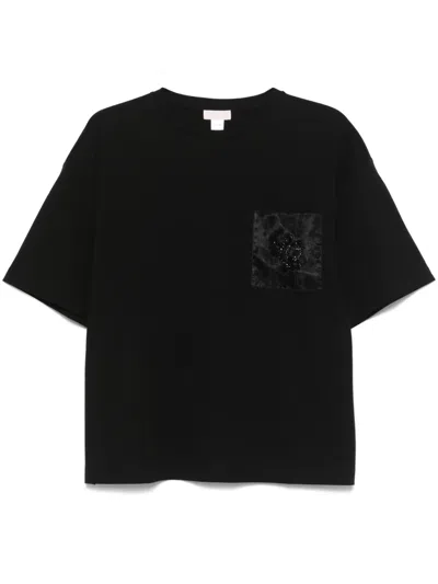 Liu •jo Bead-logo T-shirt In Black