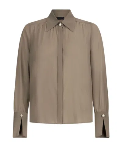 Liu •jo Beaded-collar Shirt In Brown