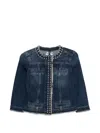 Liu •jo Denim Jacket With Shiny Studs In Blue