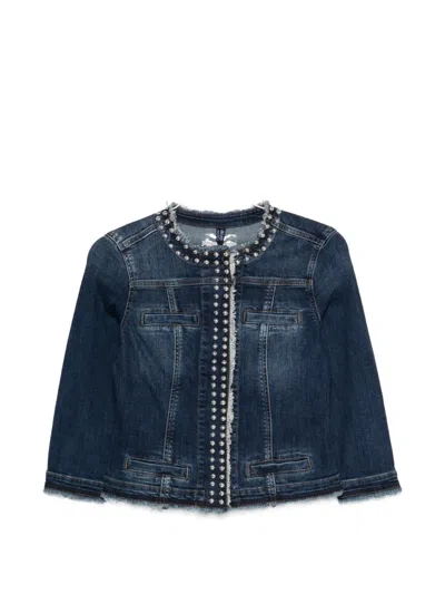 Liu •jo Beaded Fringed Jacket In Blue