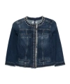 Liu •jo Denim Jacket With Shiny Studs In Blue