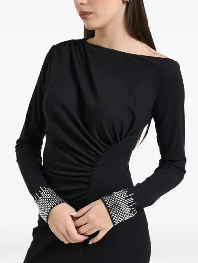Liu •jo Beaded Long-sleeve Dress In Black