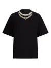 Liu •jo T-shirt With Pearls And Rhinestones In Black