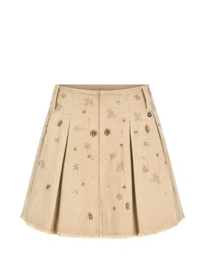 Liu •jo Bead-embellished Pleated Mini Skirt In Multi