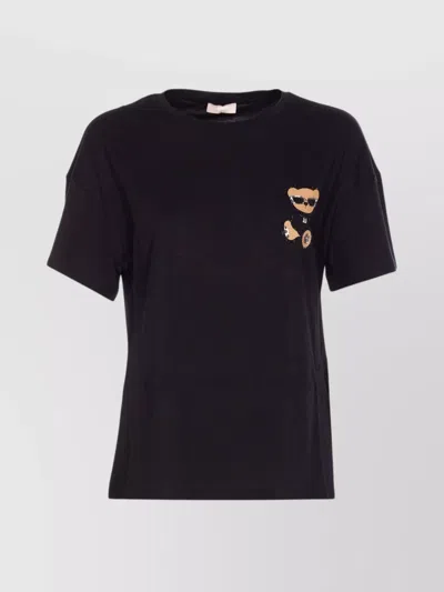 Liu •jo Bear Print Crewneck Graphic T-shirt In Black