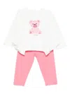 Liu •jo Bear-print Trouser Set In Pink