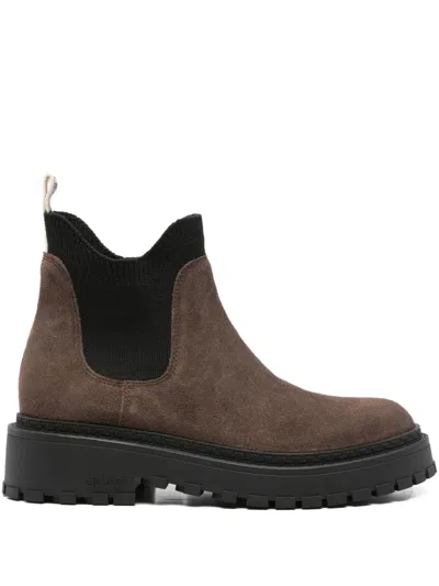 Liu •jo Beatles Suede Elastic-panel Boots In Brown
