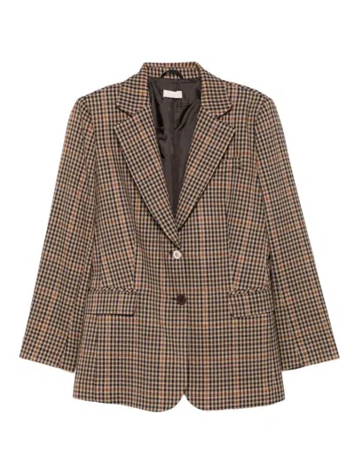 Liu •jo Liu Jo Beige And Brown Checked Blazer In Multi