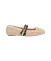 Liu •jo Beige Ballerinas With Faux Fur Upper In Nude