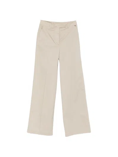 Liu •jo Beige Cotton Buttoned Wide-leg Pants In Gray