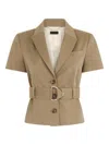 Liu •jo Liu Jo Tailored Green Jacket With Belted Waist In Beige