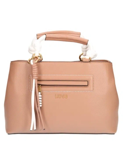 Liu •jo Beige Handbag In Brown Textured Eco-leather