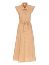 Liu •jo Liu Jo Beige Midi Dress With Classic Collar In Nude