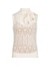 Liu •jo Beige Openwork Cut-out Bow Sweater In Multi
