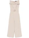 Liu •jo Liu Jo Beige Pants With Structured Wide-leg And Belted Waist In Neutrals