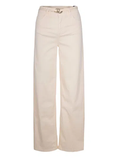Liu •jo Liu Jo Beige Tonal Topstitching Jeans In Brown